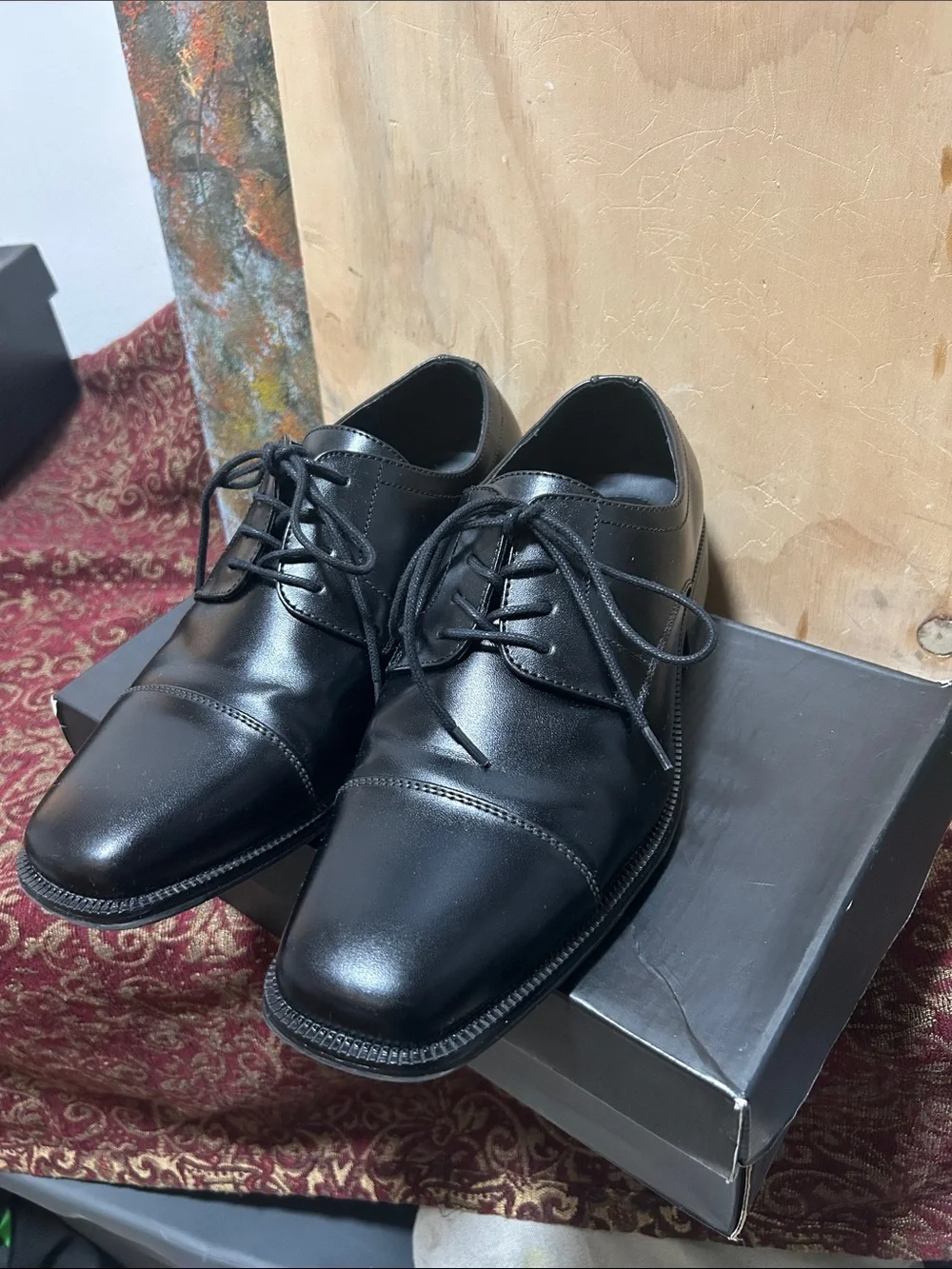 Alfani Black Cap-Toe Lace-Up Derby Dress Shoes
